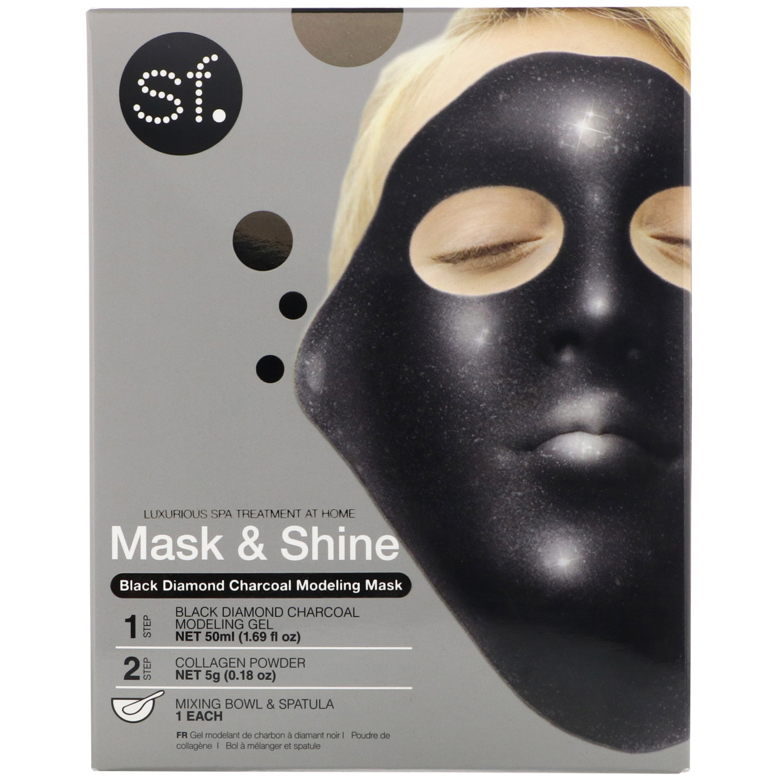 Comprar SFGlow, Mask & Shine, Black Diamond Charcoal Modeling Mask, 4 Piece Kit