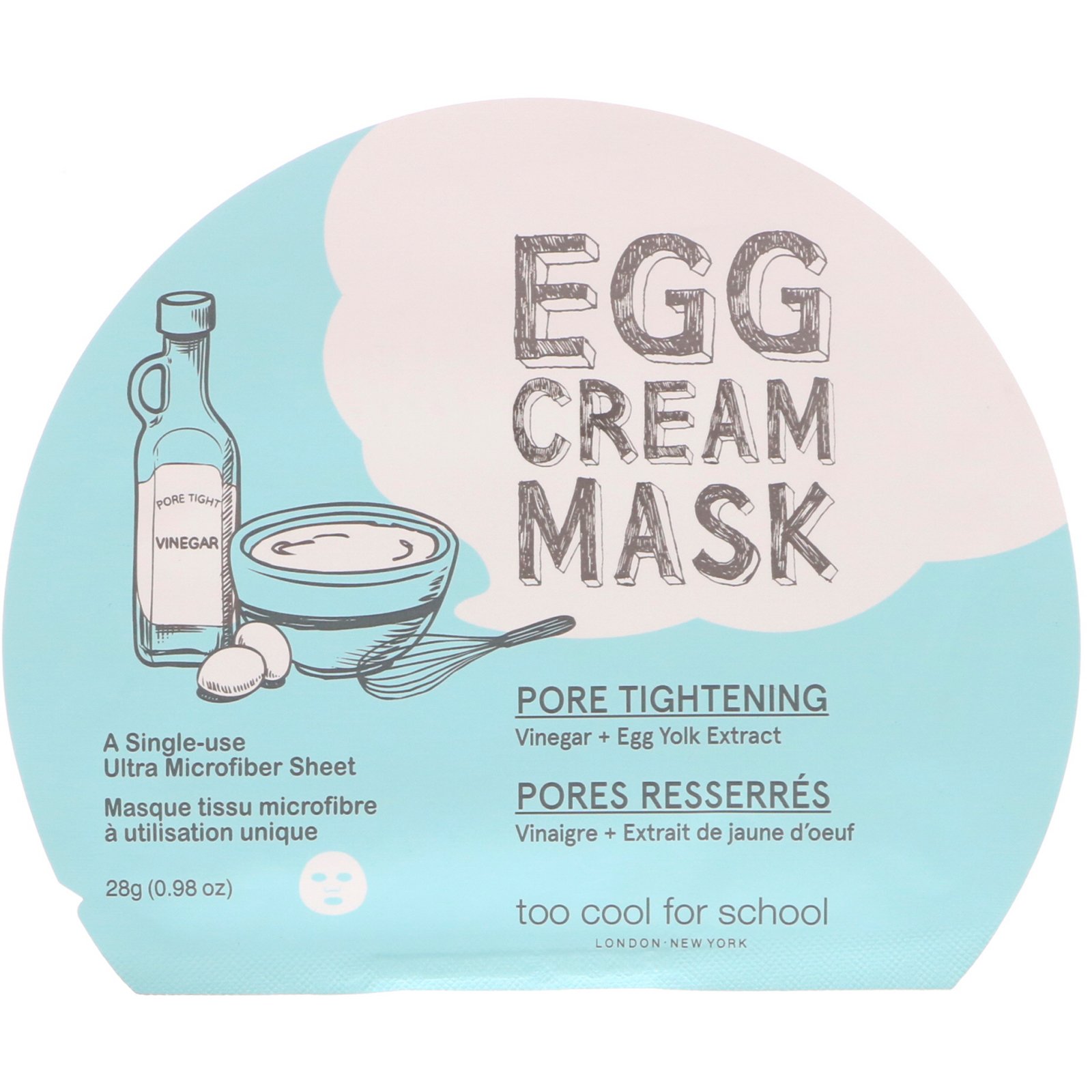 Comprar Too Cool for School, Máscara de Creme de Ovo, Fechamento de Poros, 1 Folha, 0,98 oz (28 g)