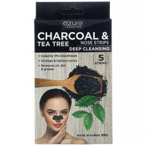 Comprar Azure Kosmetics, Carvão vegetal e árvore do chá, Tiras para o nariz, 5 tiras