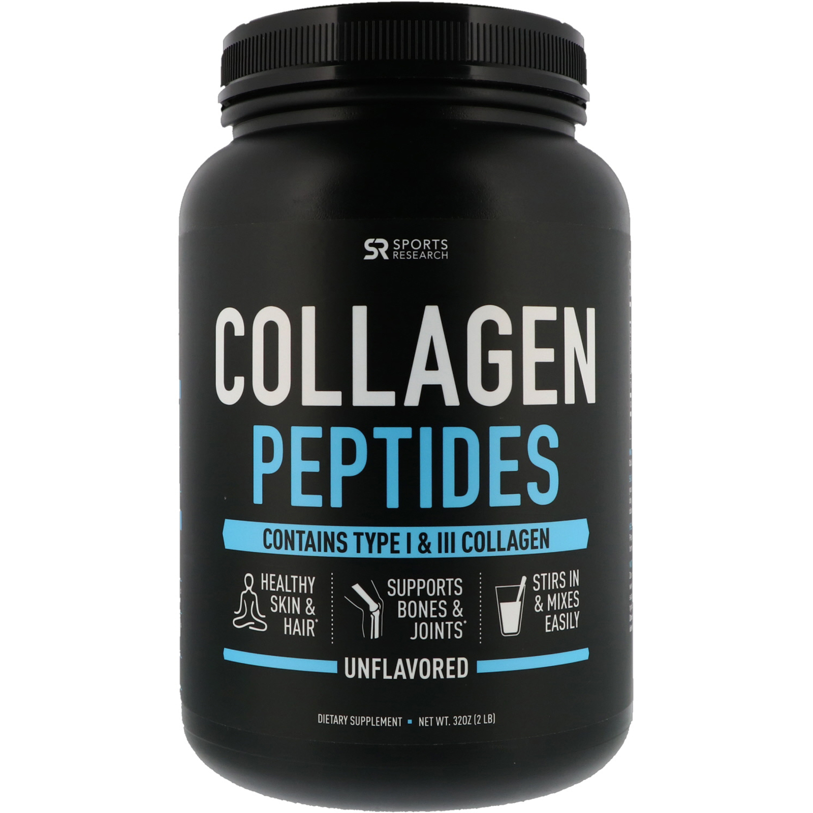 Comprar Sports Research, Peptídeos de Colágeno, Sem Sabor, 2 lbs (32 oz)