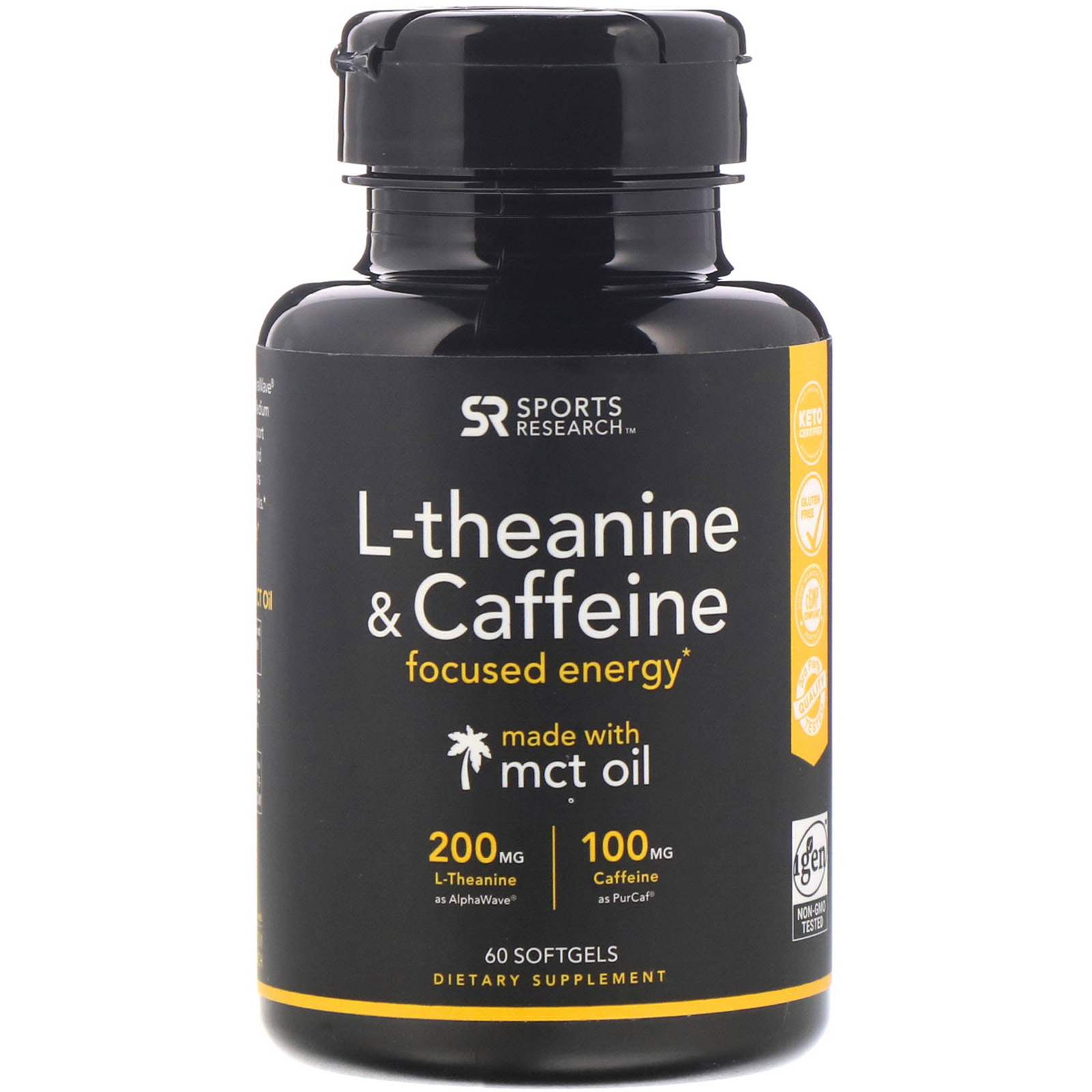 Comprar Sports Research, L-Theanine & Caffeine with MCT Oil, 60 Softgels