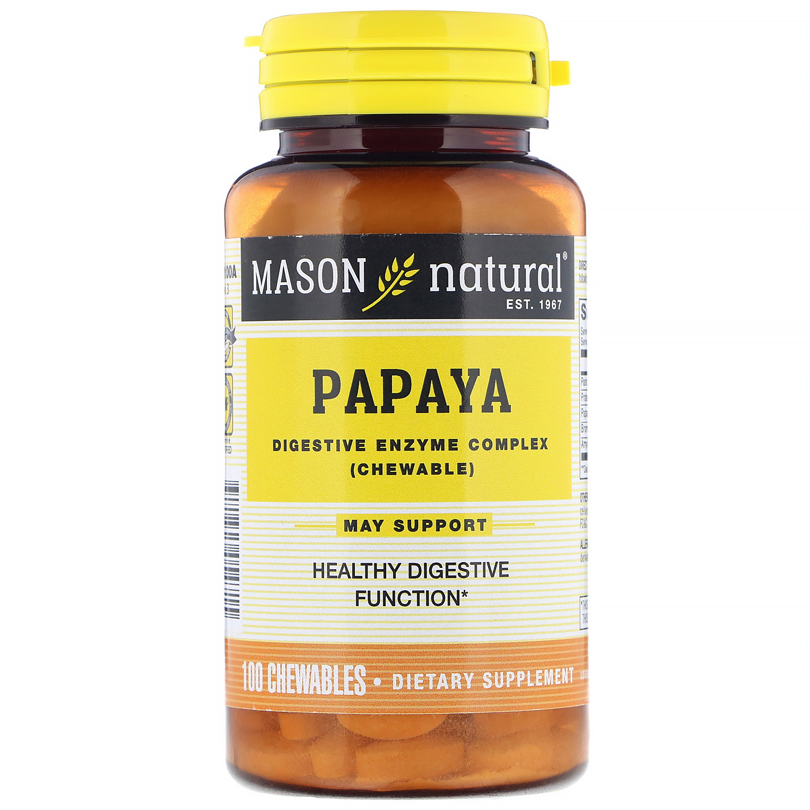 Comprar Mason Natural, Mamão Papaia, Complexo de Enzimas Digestivas, 100 Comprimidos Mastigáveis
