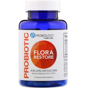 Comprar Belle+Bella, Probiology, Probiotic Flora Restore, 15 Billion CFU, 30 Capsules