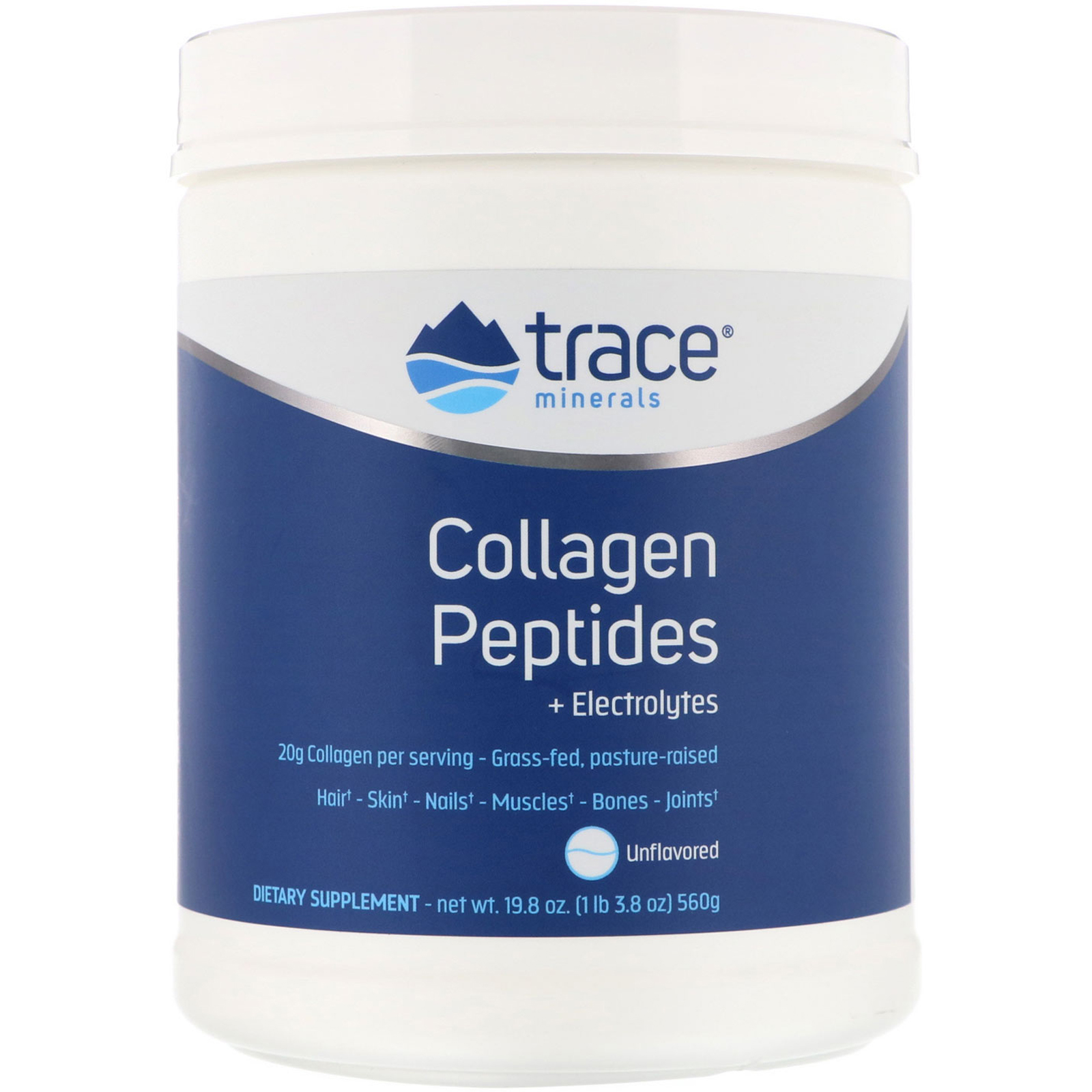 Comprar Trace Minerals Research, Peptídeos de Colágeno + Eletrólitos, Sem Sabor, 19,8 oz (560 g)