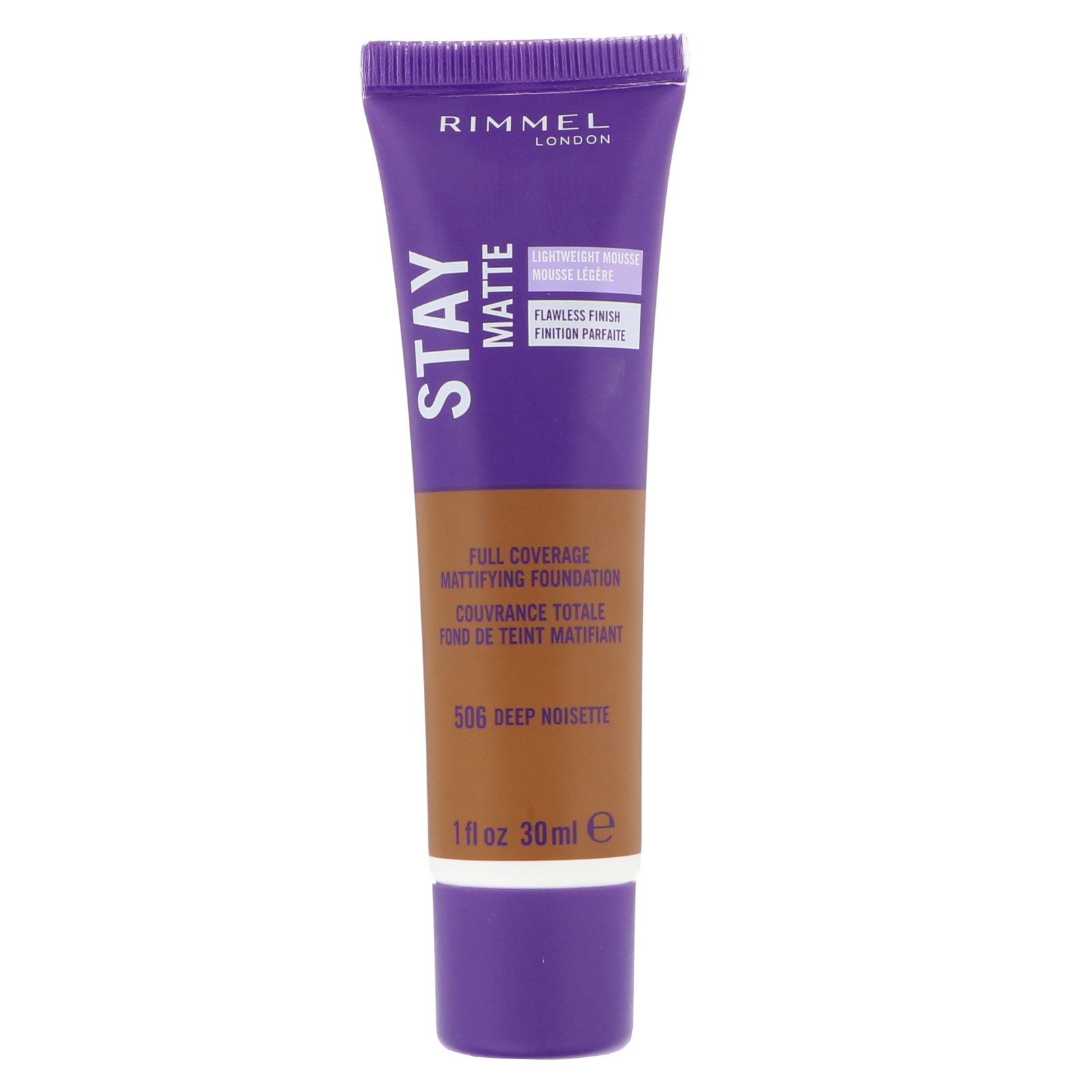 Comprar Rimmel London, Base matificante de cobertura total Stay Matte, 506 Deep Noisette, 30 ml