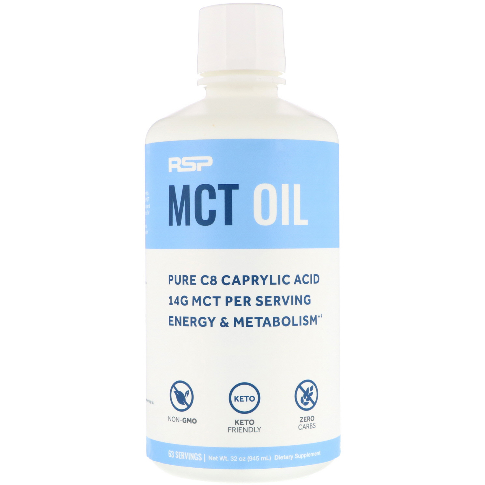 Comprar RSP Nutrition, Óleo TCM, Ácido Caprílico C8, Energia e Metabolismo, Sem Sabor, 945 ml (32 oz)