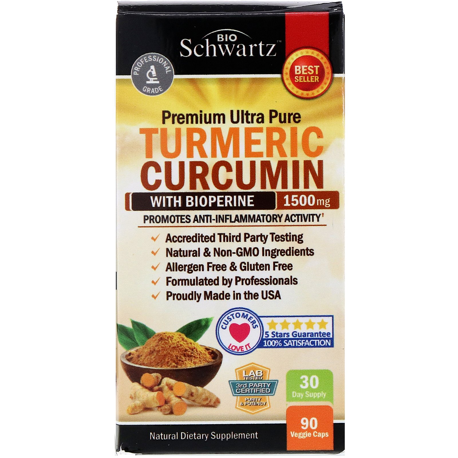 Comprar BioSchwartz, Curcumina de Cúrcuma Premium Ultra Pura com Bioperina, 1.500 mg, 90 Cápsulas Vegetais