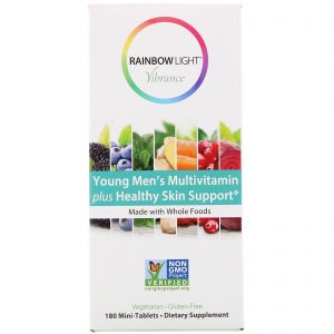 Comprar Rainbow Light, Vibrance, Multivitamínico para Homens Jovens, além de Suporte Saudável à Pele, 180 Minicomprimidos