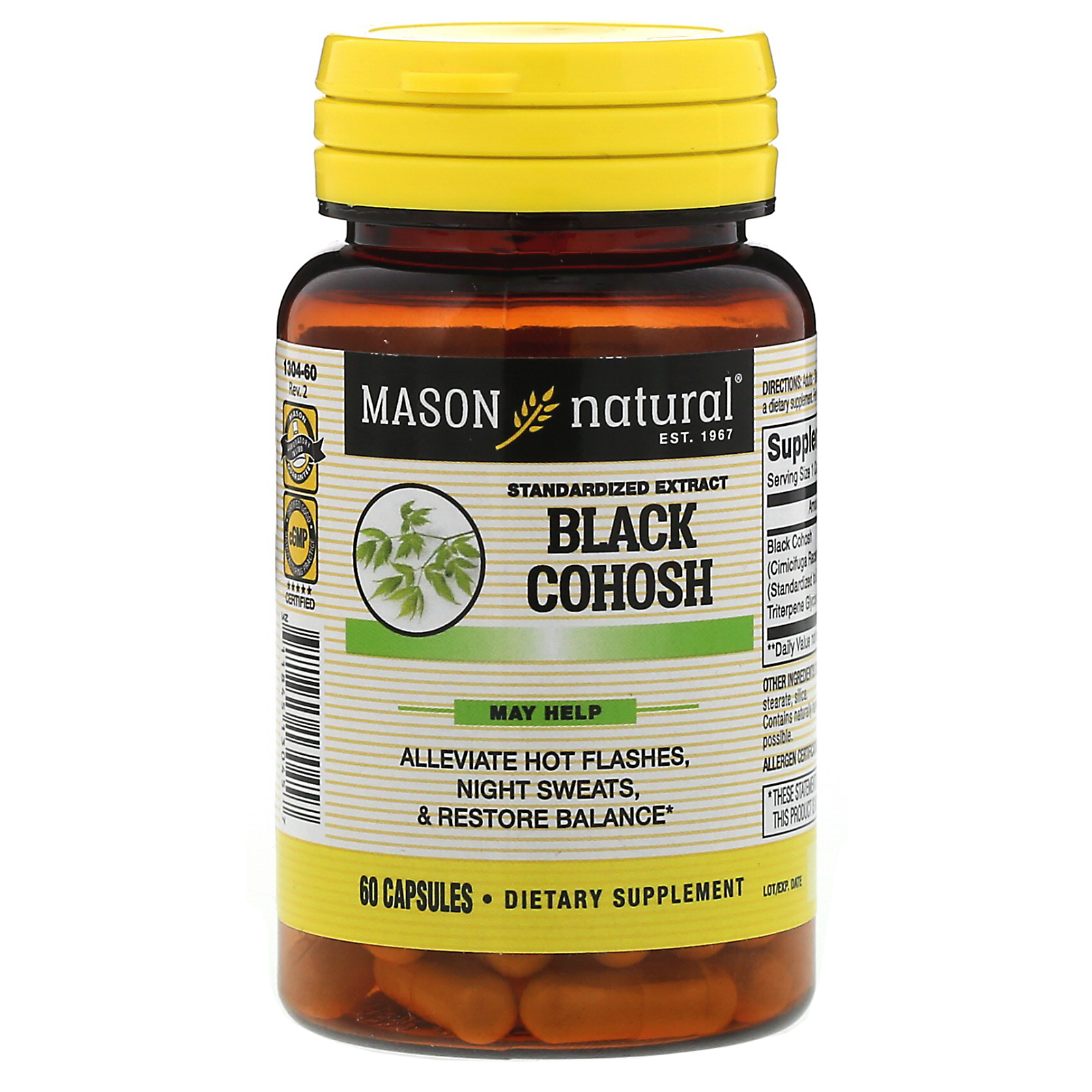 Comprar Mason Natural, Cohosh Preto, Extrato Padronizado, 60 Cápsulas