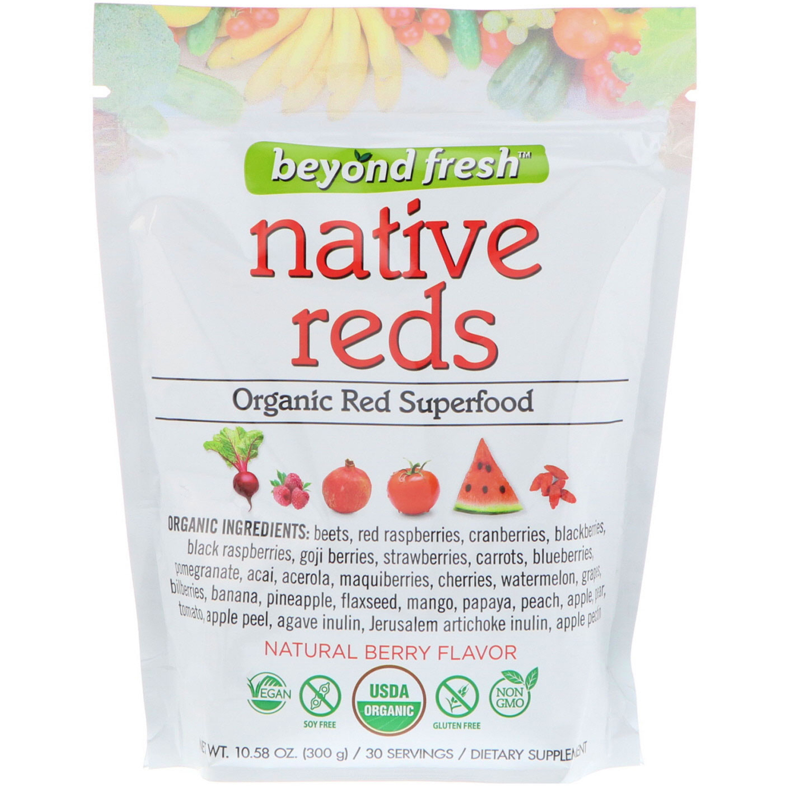 Comprar Beyond Fresh, Native Reds, Superalimentos Vermelhos Orgânicos, Sabor Natural de Frutas Vermelhas, 10,58 oz (300 g)