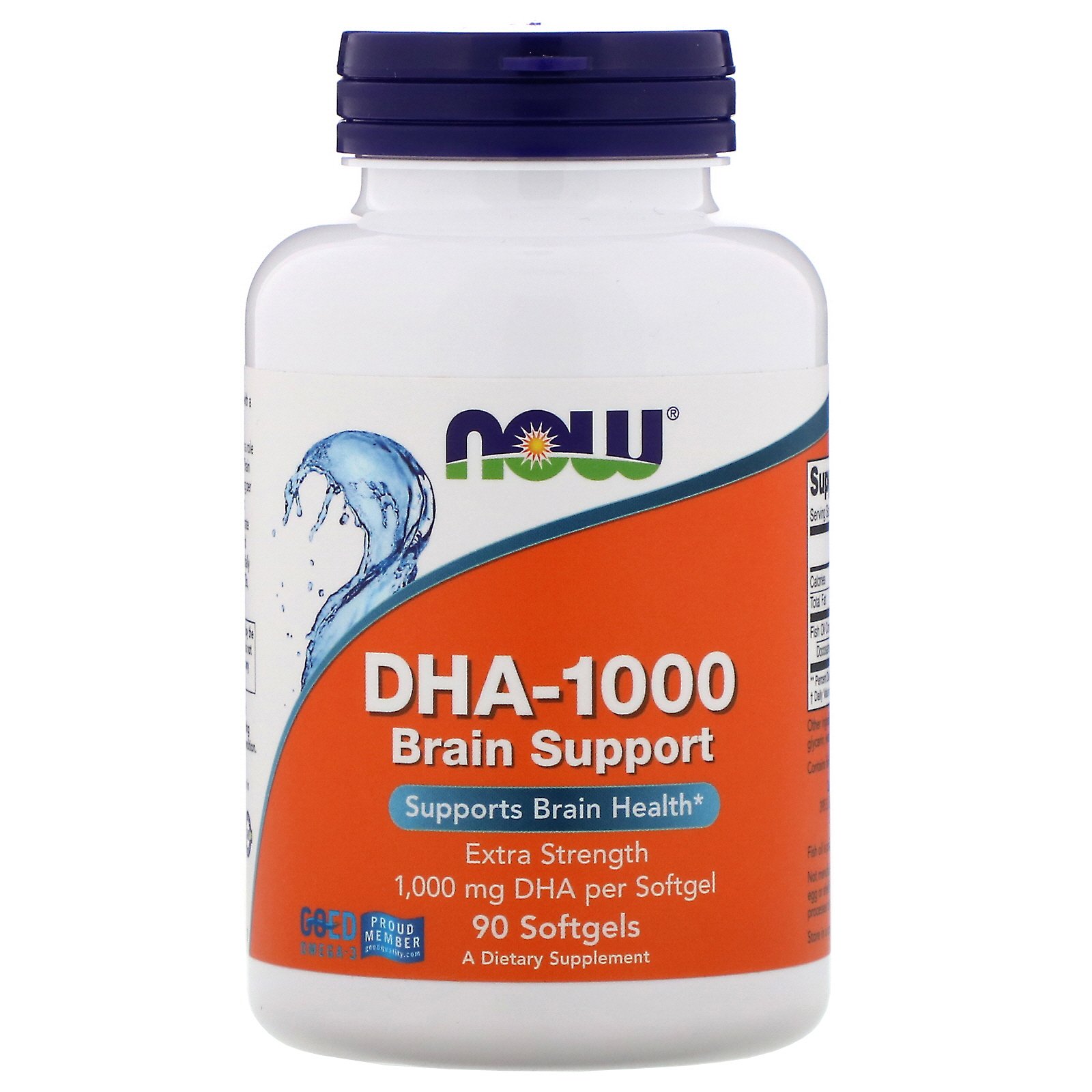 Comprar Now Foods, DHA-1000 Brain Support, Força Extra, 1.000 mg, 90 Cápsulas Gelatinosas
