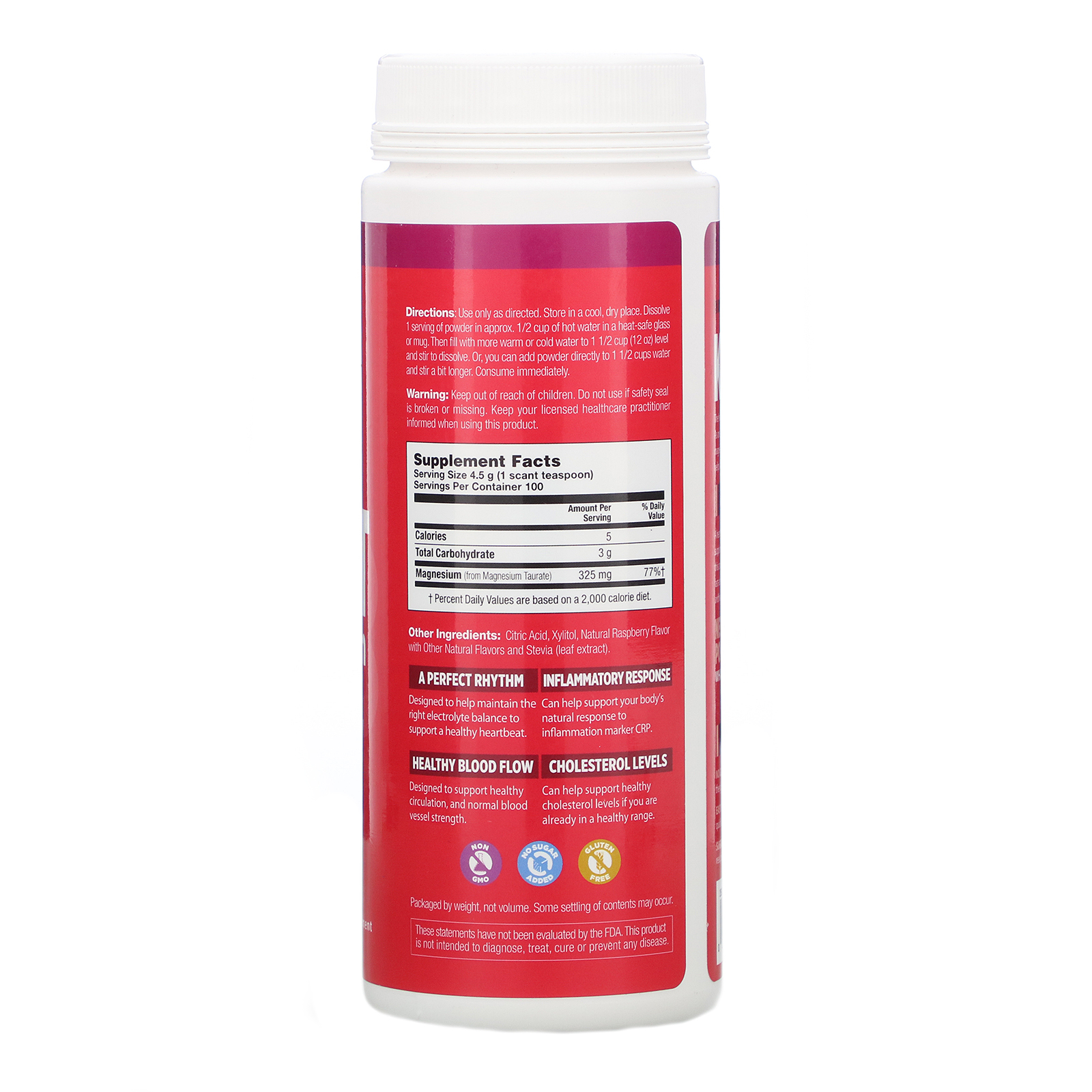 Comprar KAL, Heart Magnesium, Bebida para a Saúde do Coração, Framboesa Vermelha, 445 g (15,7 oz) - Imagem 2