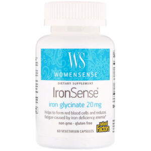 Comprar Natural Factors, WomenSense, IronSense, Glicinato de Ferro, 20 mg, 60 Cápsulas Vegetarianas