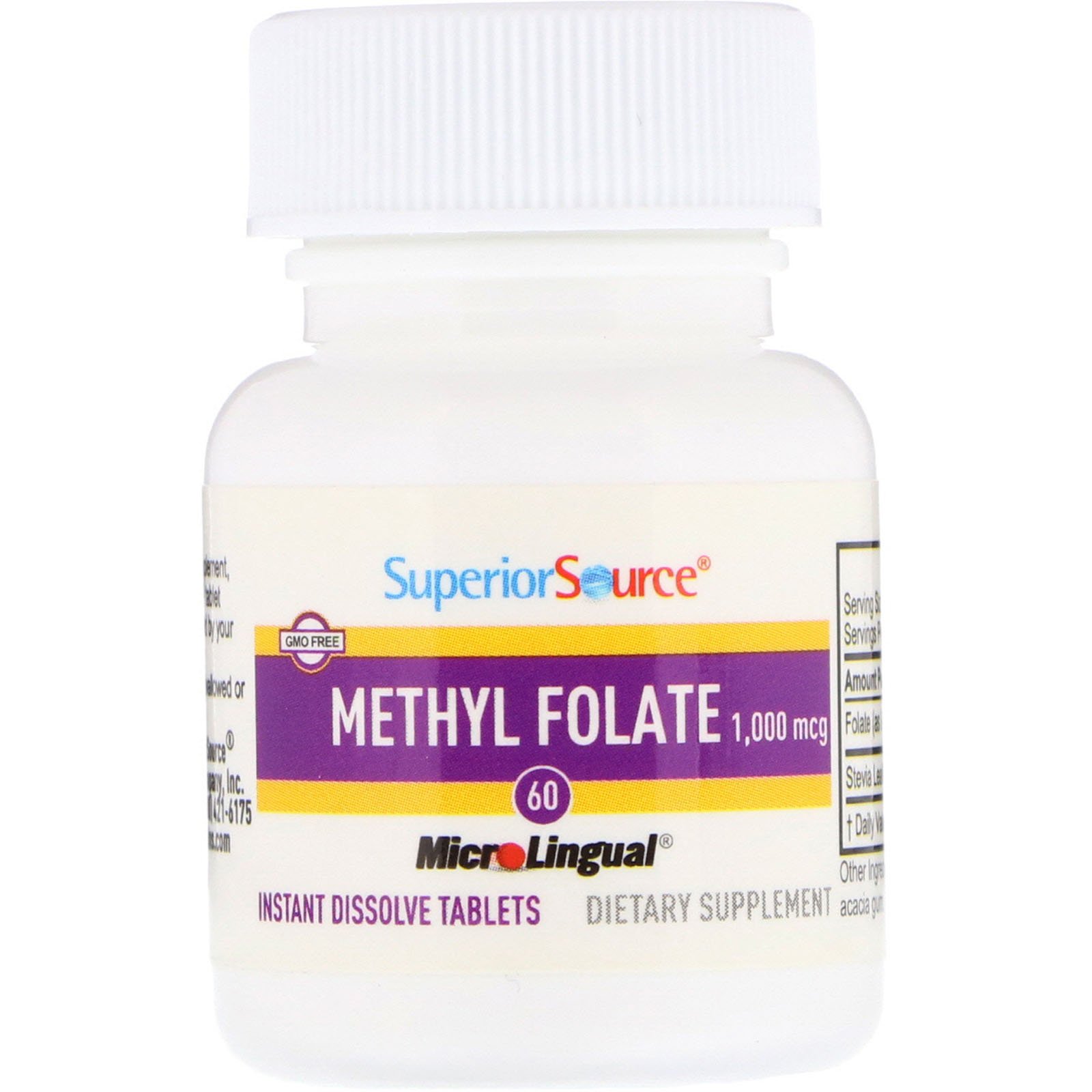 Comprar Superior Source, Folato de Metila, 1.000 mcg, 60 Comprimidos - Imagem 3