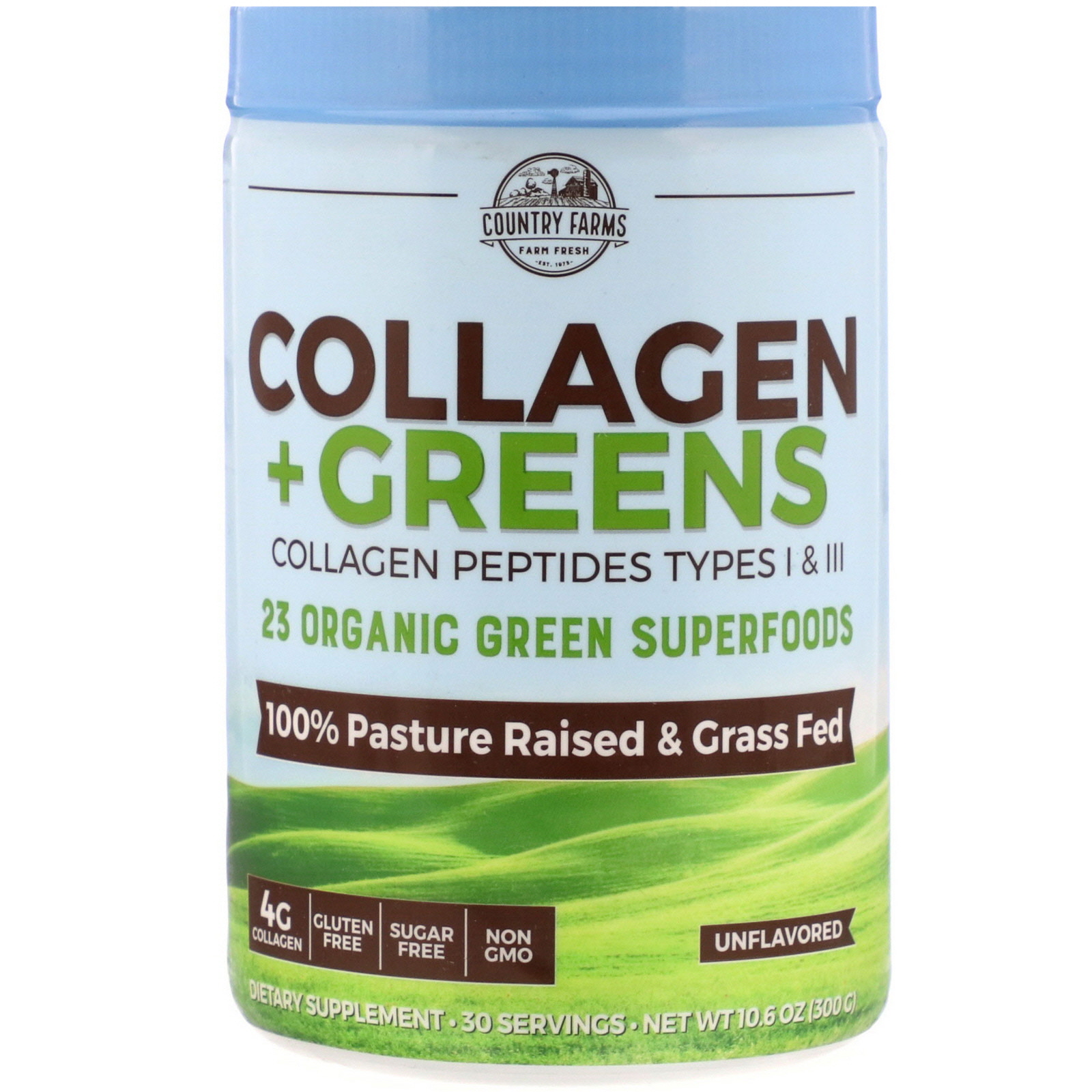 Comprar Country Farms, Collagen + Greens, Sem Sabor, 300 g (10,6 oz)