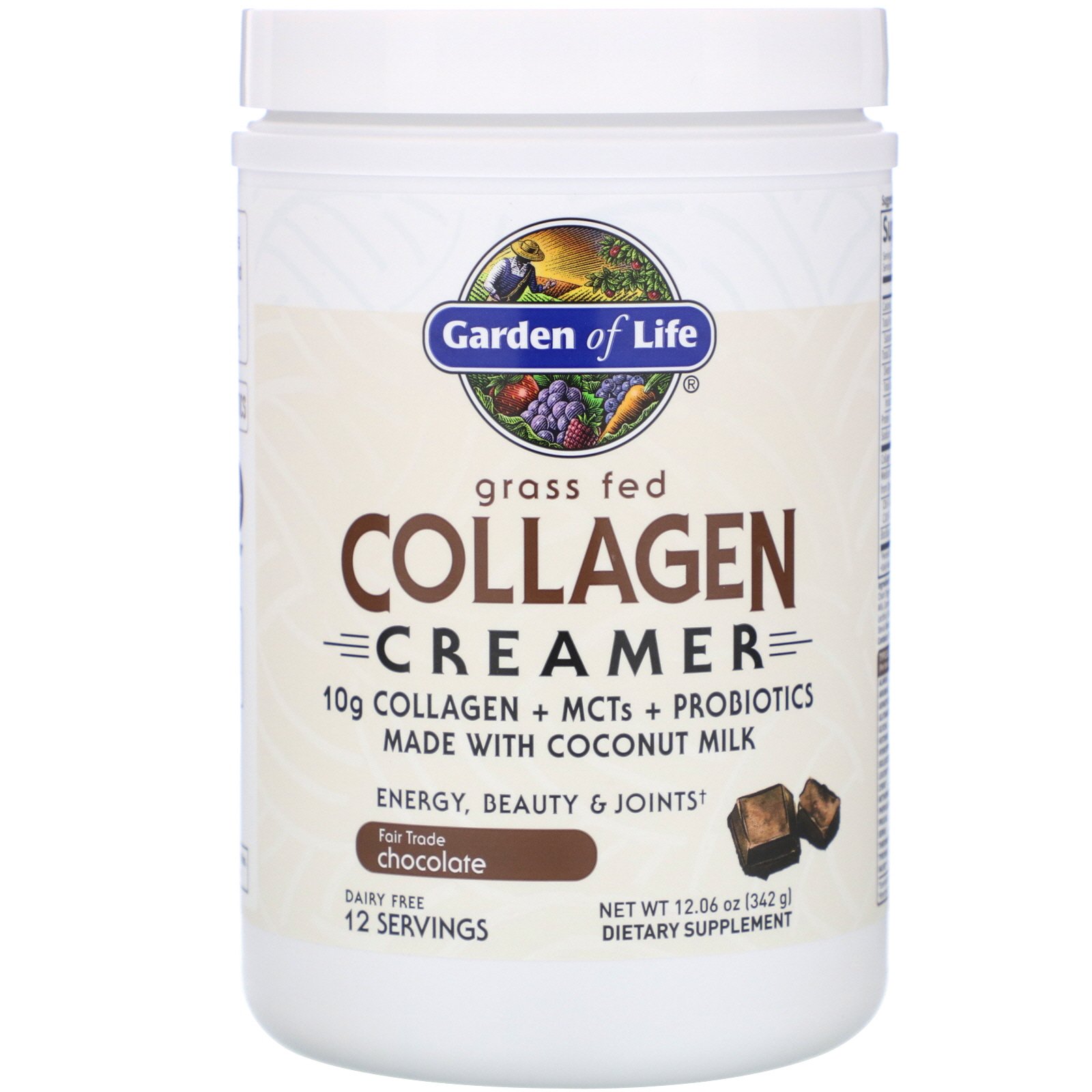 Comprar Garden of Life, Creme de colágeno de gado alimentado com grama, chocolate, 342 g (12,06 oz)