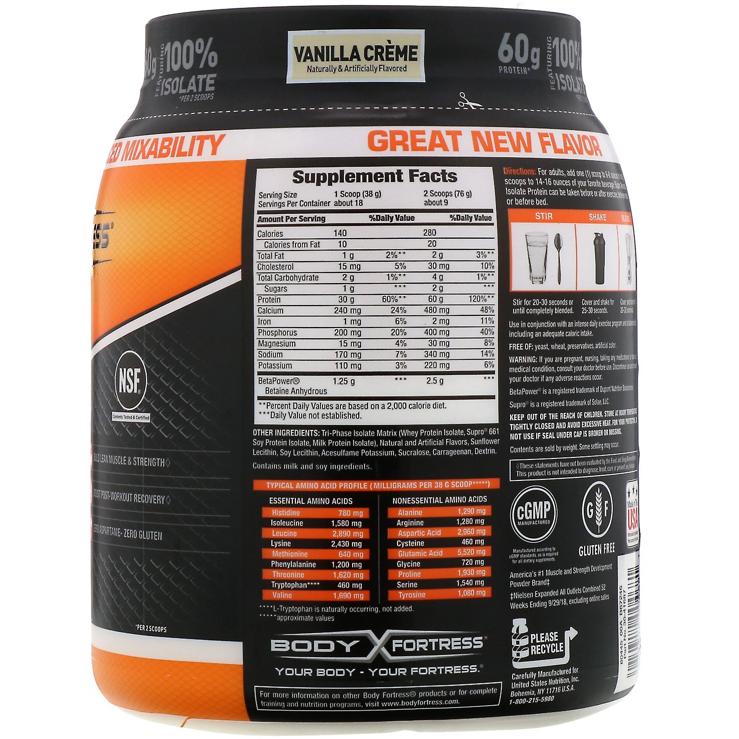 Comprar Body Fortress, Isolado de Proteína Super Avançado, Creme de Baunilha, 1,5 lb (680 g) - Imagem 2