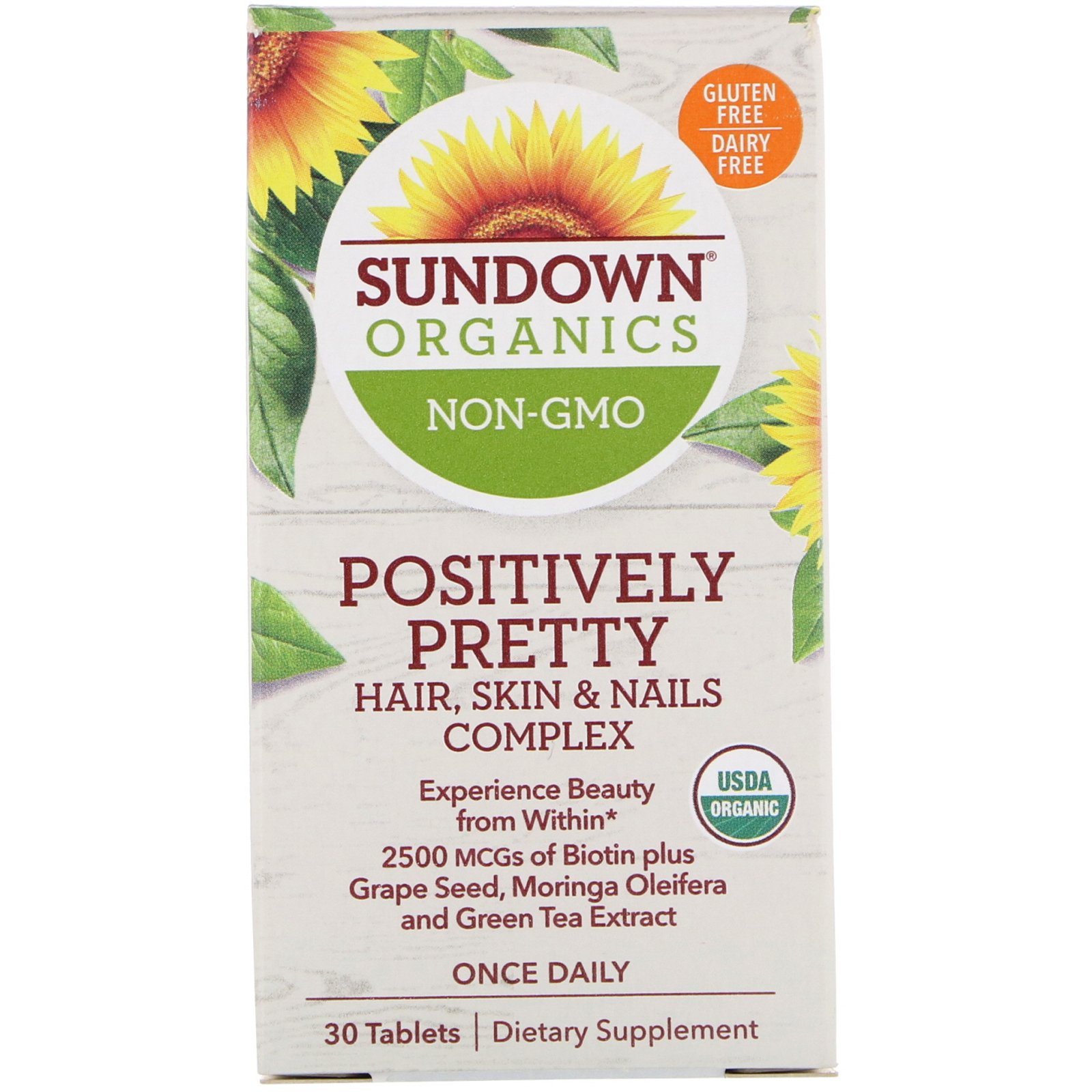 Comprar Sundown Organics, Positively Pretty, Complexo para Cabelos, Pele e Unhas, 30 Comprimidos