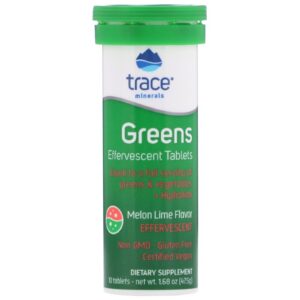 Comprar Trace Minerals Research, Greens, Effervescent Tablets, Melon Lime Flavor, 10 Tablets