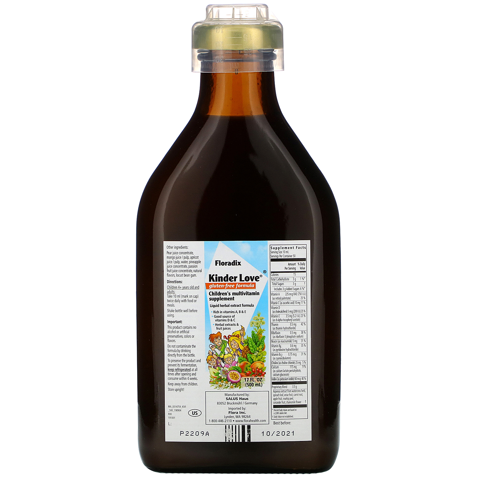 Comprar Flora, Floradix, Kinder Love Children's Multivitamin Supplement, Gluten-Free Formula, 17 fl oz (500 ml)