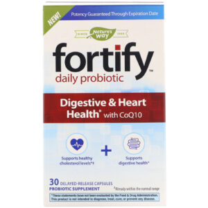 Comprar Nature's Way, Fortify, Probiótico Diário, Digestivo e Saúde Cardíaca com CoQ10, 30 Cápsulas de Liberação Retardada