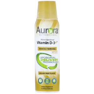Comprar Aurora Nutrascience, Micro-Liposomal Vitamin D-3+, Organic Fruit Flavor, 3,000 IU, 5.4 fl oz (160 ml)