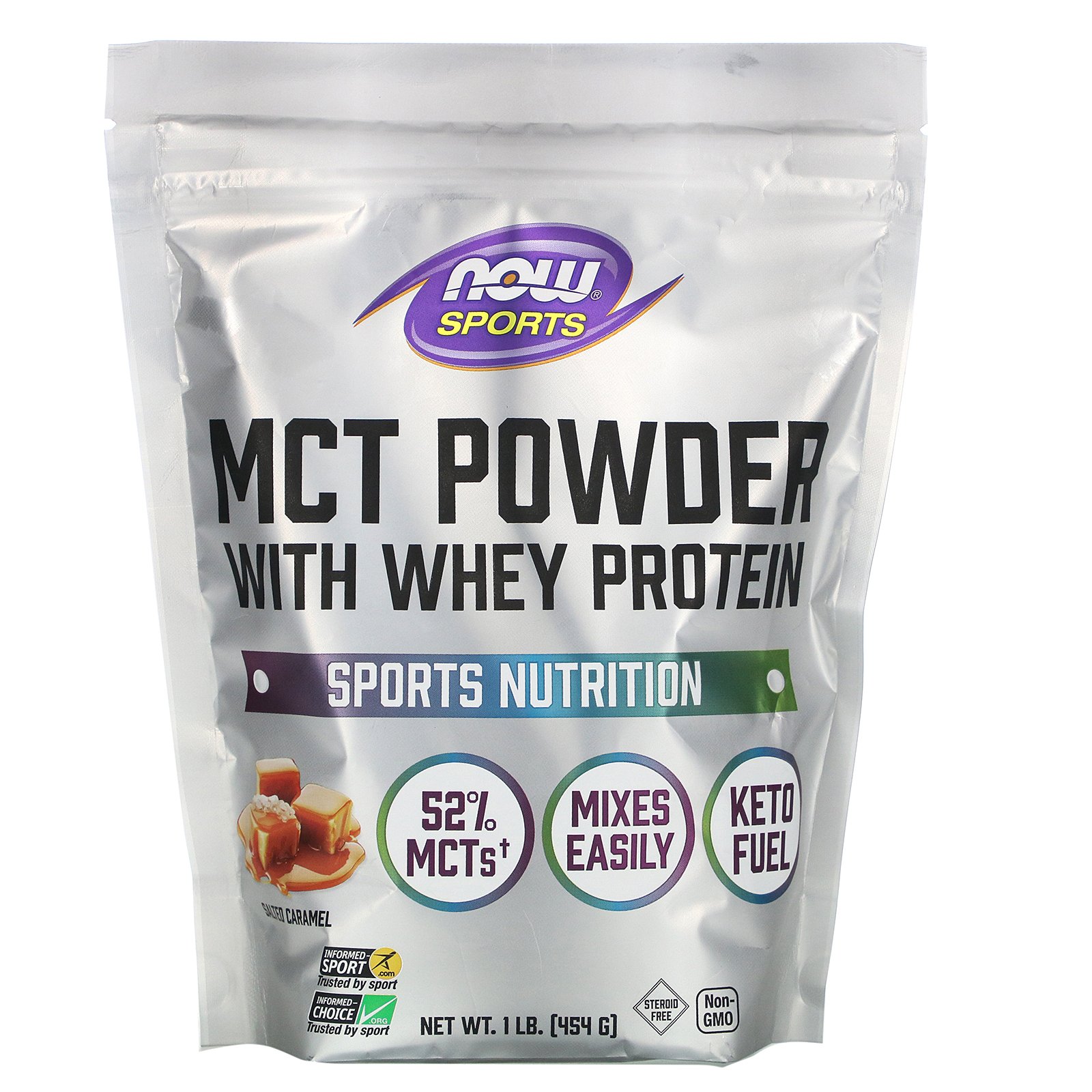 Comprar Now Foods, Sports, MCT Powder with Whey Protein, Salted Caramel, 1 lb (454 g)