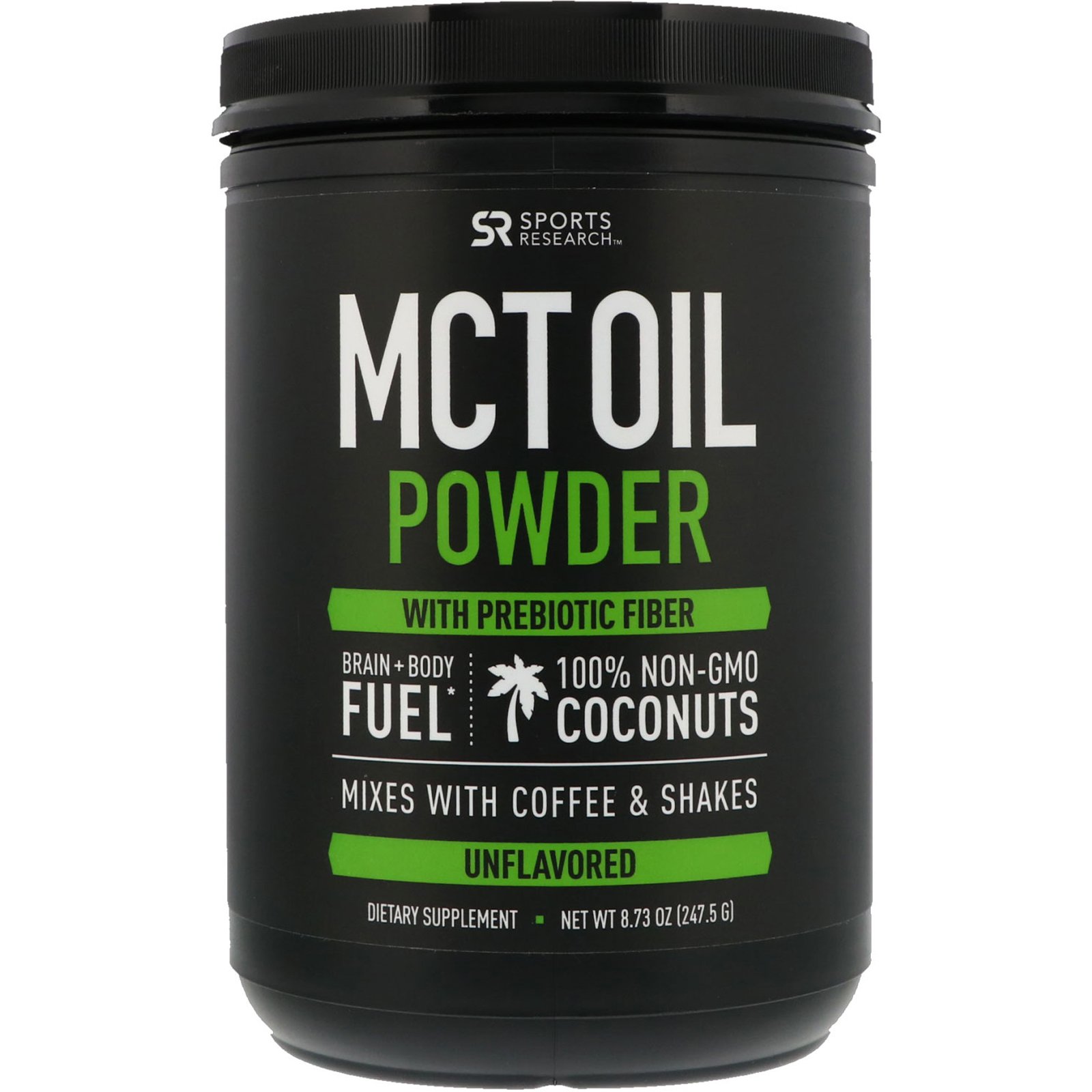 Comprar Sports Research, Pó de Óleo MCT com Fibra Prebiótica, sem sabor, 8,73 onças (247,5 g)