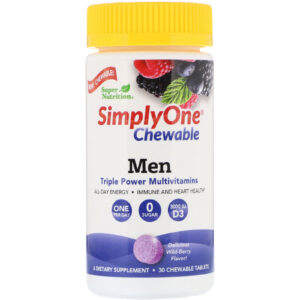 Comprar Super Nutrition, SimplyOne, Men, Triple Power Multivitamin, Wild-Berry Flavor, 30 Chewable Tablets
