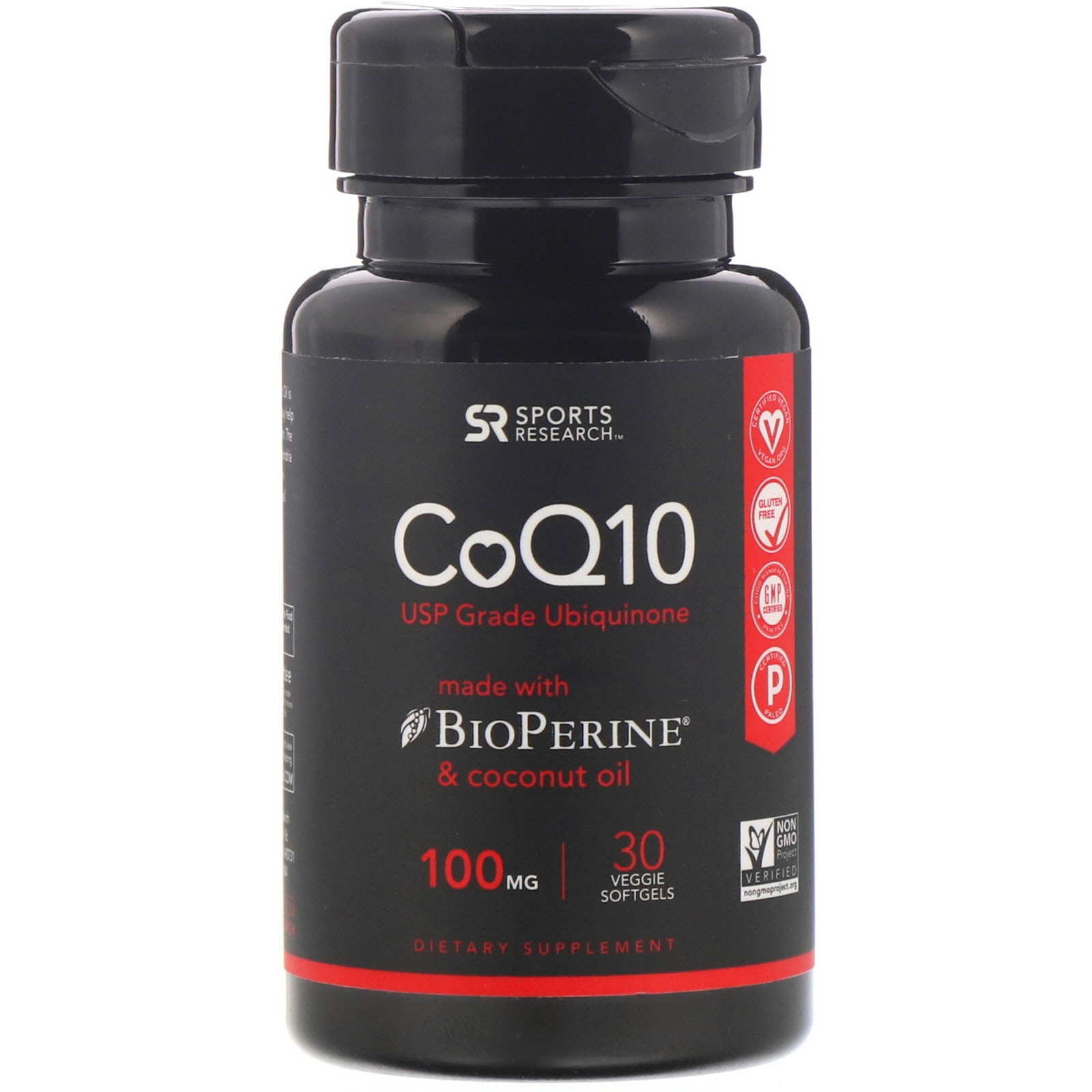 Comprar Sports Research, CoQ10 com BioPerine e óleo de coco, 100 mg, 30 Cápsulas Gelatinosas Vegetais