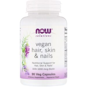 Comprar Now Foods, Solutions, Suporte Vegano para Cabelo e Unhas, 90 Cápsulas Vegetarianas
