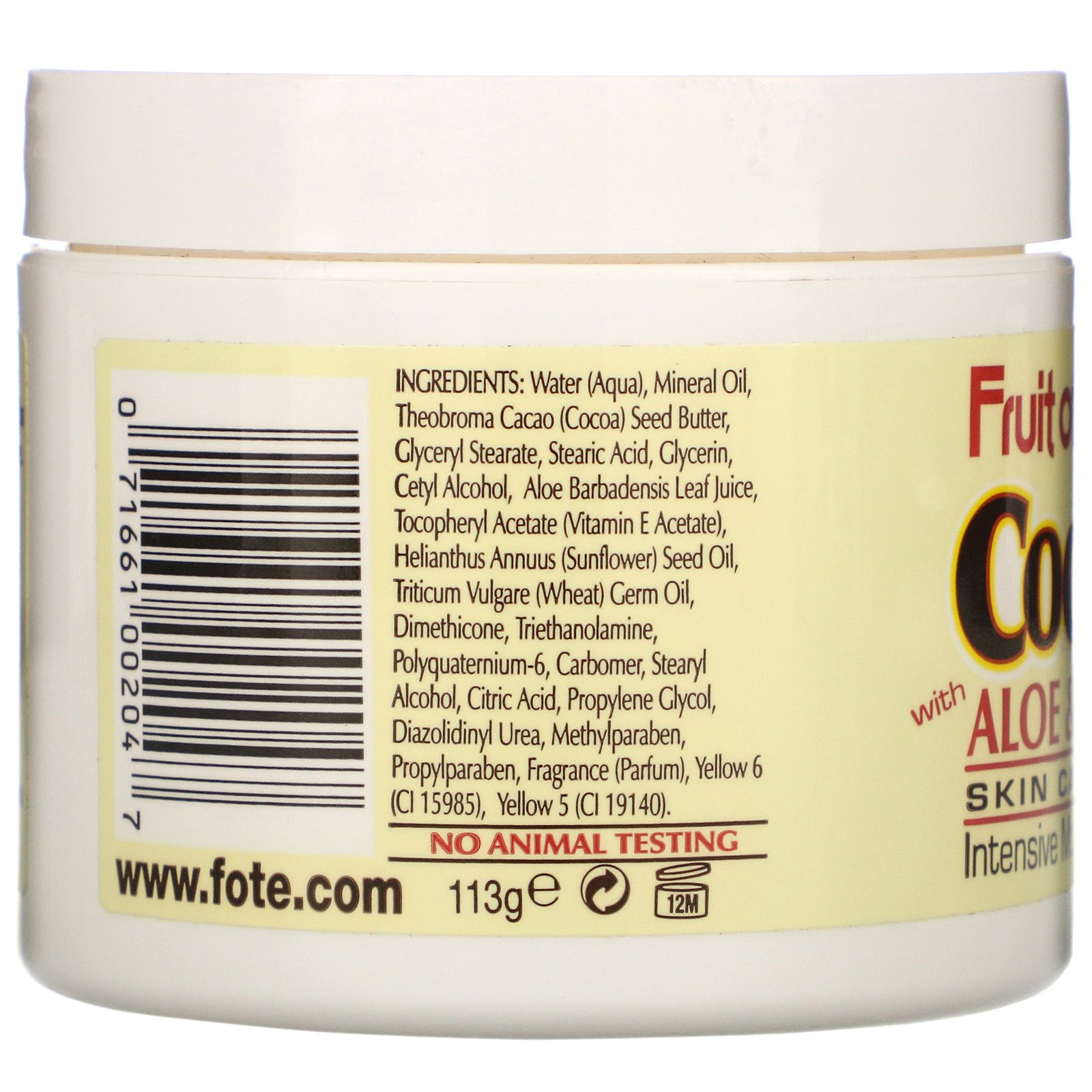 Comprar Fruit of the Earth, Cocoa Butter with Aloe & Vitamin E, 4 oz (113 g) - Imagem 2