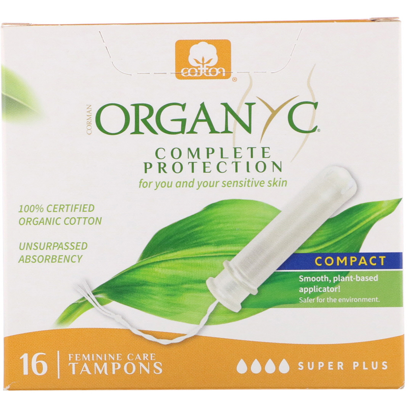 Comprar Organyc, Organic Tampons, Compact, 16 Super Plus Absorbency Tampons