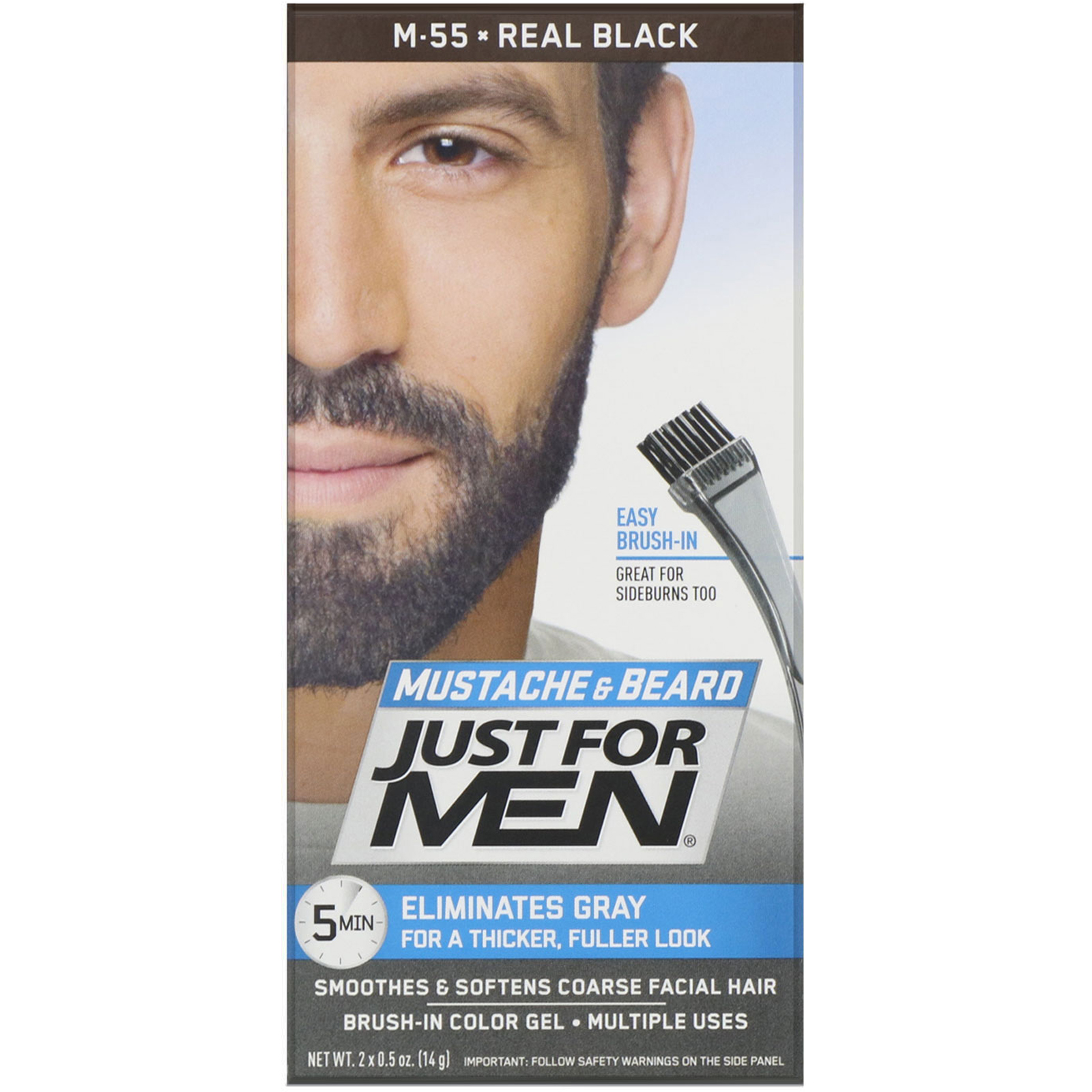 Comprar Just for Men, Bigode e barba, gel de coloração com pincel, Real Black M-55, 2 de 14 g