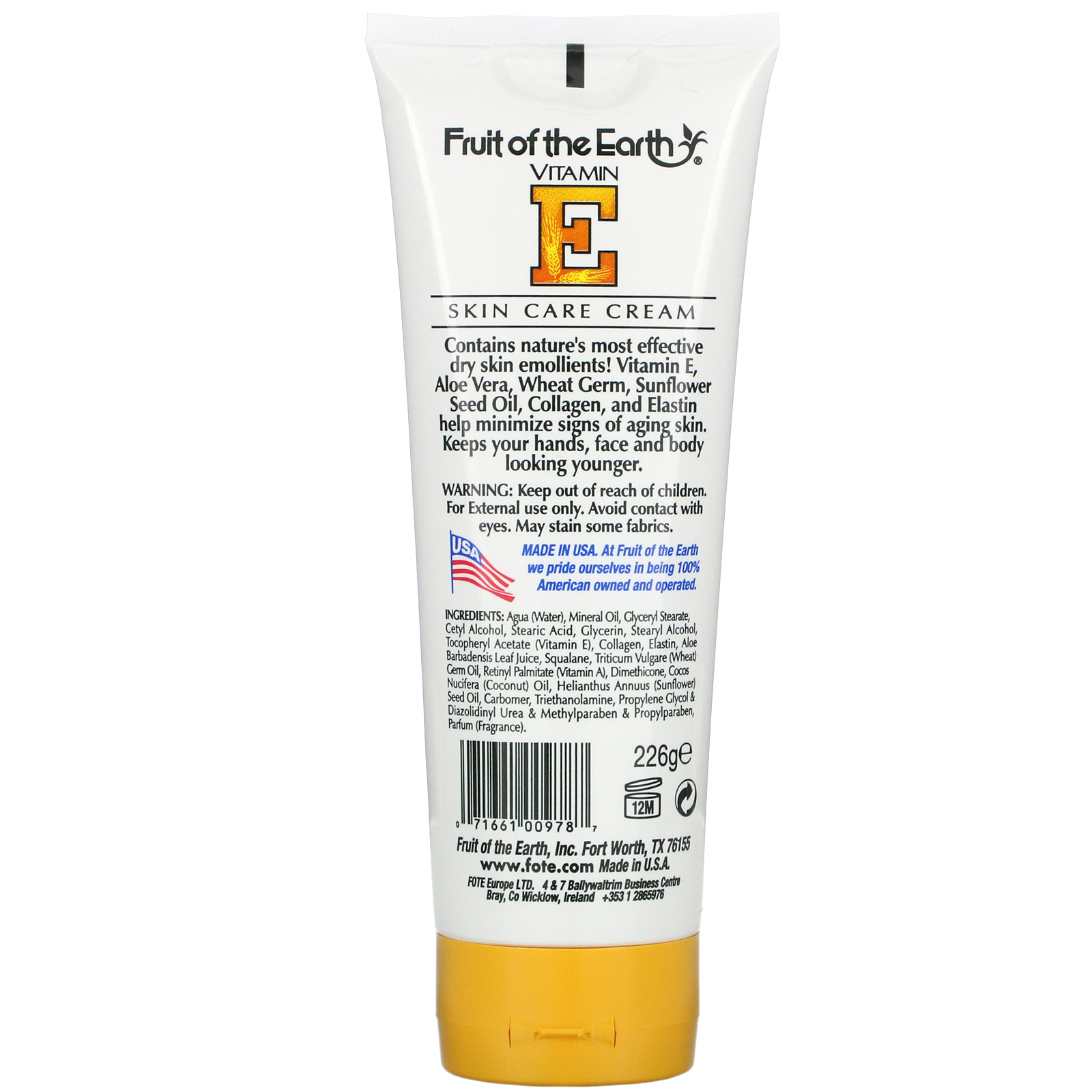 Comprar Fruit of the Earth, Vitamin E, Skin Care Cream, 8 oz (226 g) - Imagem 2