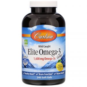 Comprar Carlson Labs, Elite Omega 3 Gems, Natural Lemon, 1,600 mg, 240 Soft Gels