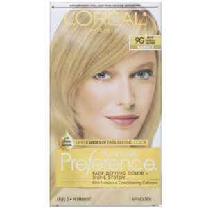 Comprar L'Oreal, Superior Preference, Sistema Fade-Defying Color + Shine, Warmer, Light Golden Blonde 9G, 1 Aplicação