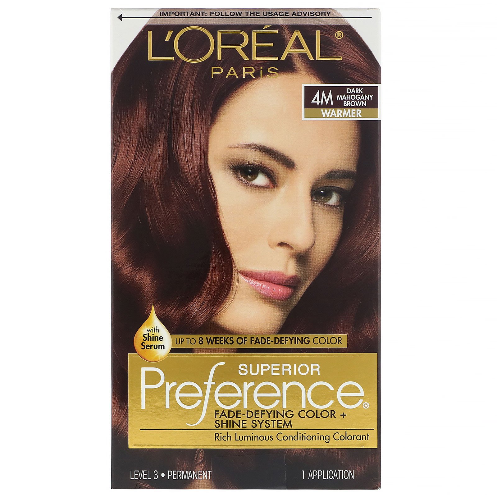 Comprar L'Oreal, Superior Preference, Sistema Fade-Defying Color + Shine, Warm, Dark Mahogany Brown 4M, 1 Aplicação