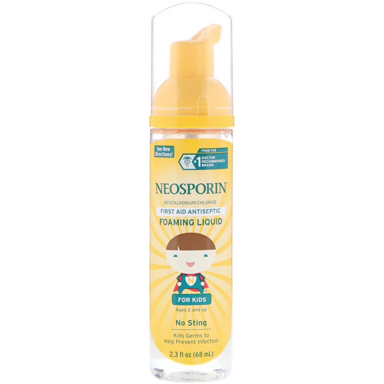 Comprar Neosporin, Líquido Antisséptico Espumante de Primeiros Socorros, Para Crianças, Acima de 2 anos, 2,3 fl oz (68 ml)