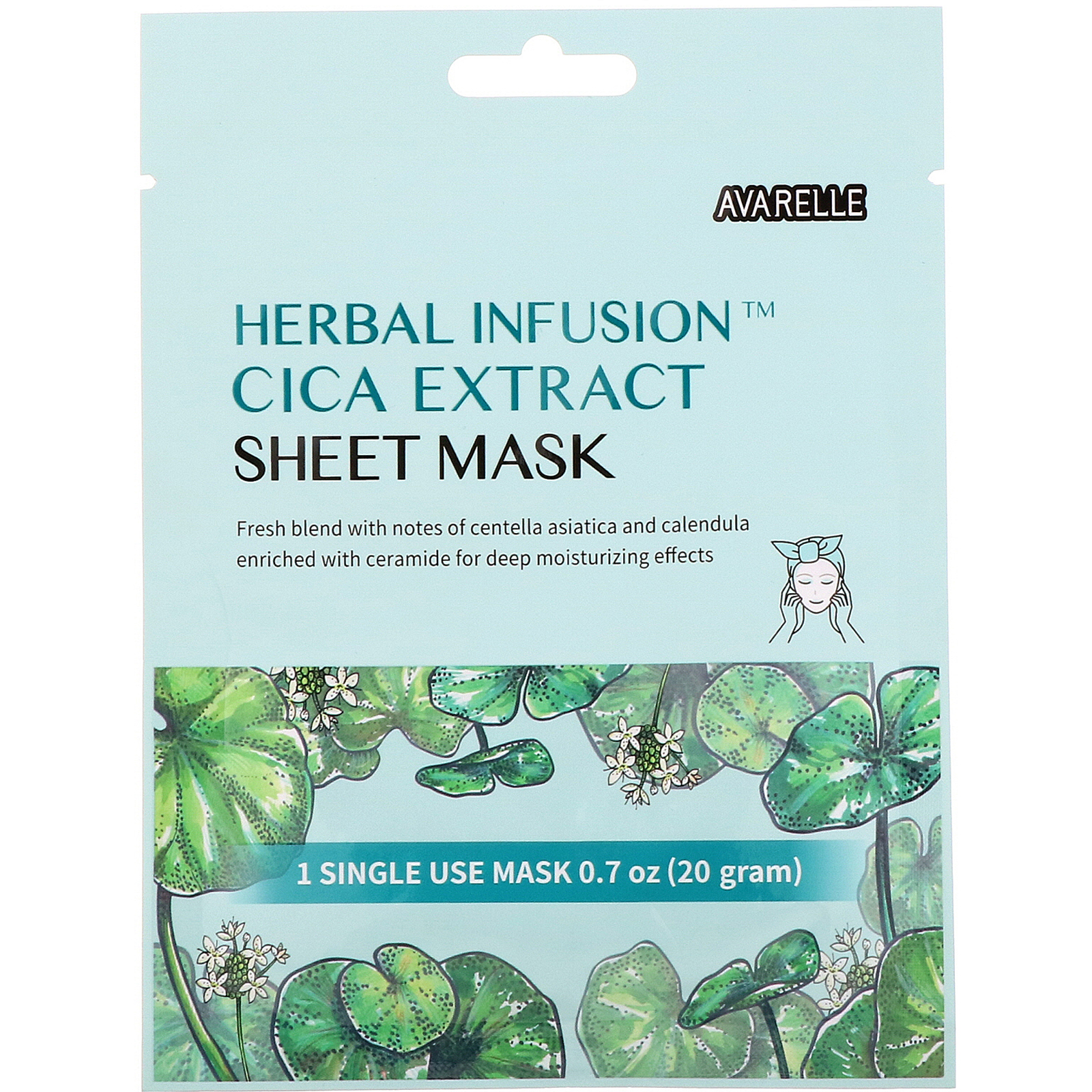 Comprar Avarelle, Herbal Infusion, Cica Extract Sheet Mask, 1 Sheet,0.7 oz (20 g)