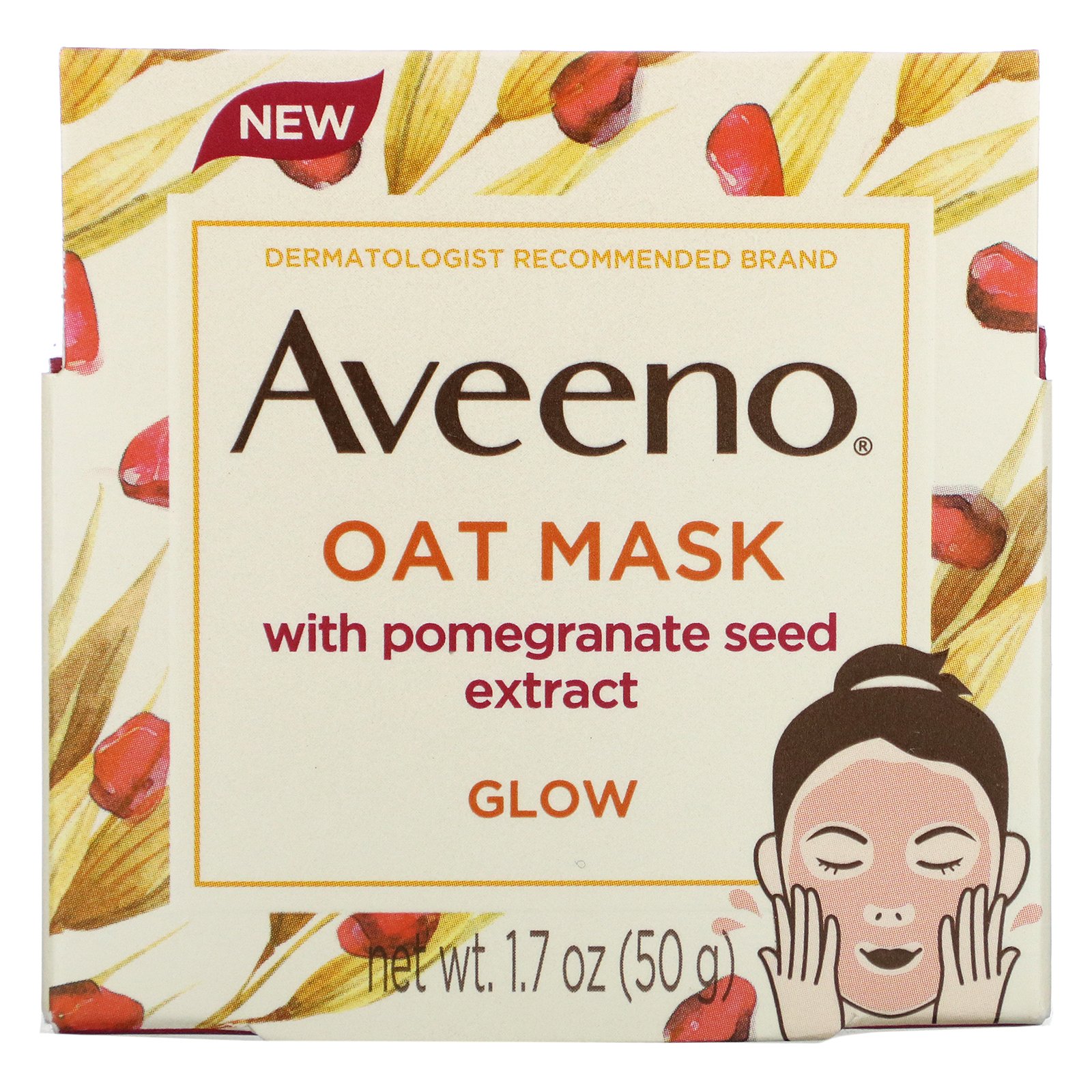 Comprar Aveeno, Oat Mask with Pomegranate Seed Extract, Glow, 1.7 oz (50 g) - Imagem 3