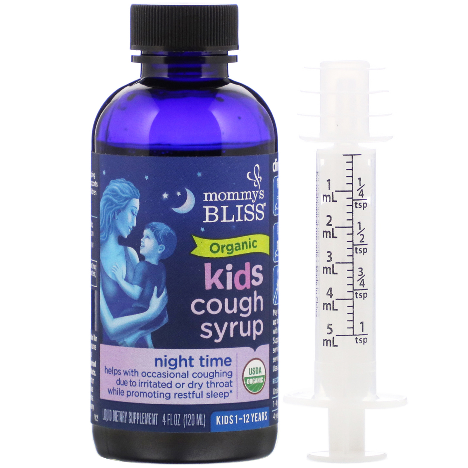 Comprar Mommy's Bliss, Kids, Organic Cough Syrup, Night Time, 1-12 Yrs, 4 fl oz (120 ml) - Imagem 3
