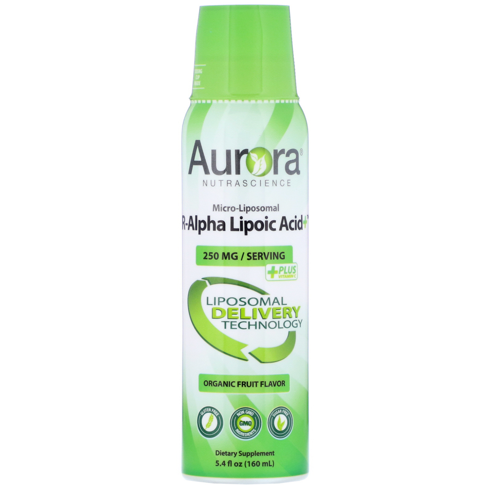 Comprar Aurora Nutrascience, Micro-Liposomal R-Alpha Lipoic Acid, Organic Fruit Flavor, 250 mg, 5.4 fl oz (160 ml)