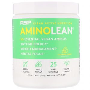 Comprar RSP Nutrition, AminoLean, Essential Vegan Aminos, Cucumber Lemon, 7.94 oz (225 g)