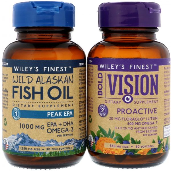 Comprar Wiley's Finest, Visão Ousada, Óleo de peixe proativo e selvagem do Alasca, EPA máximo, Pacote de Valor, 550 mg e 1250 mg, 60 Softgels e 30 Softgels - Imagem 5