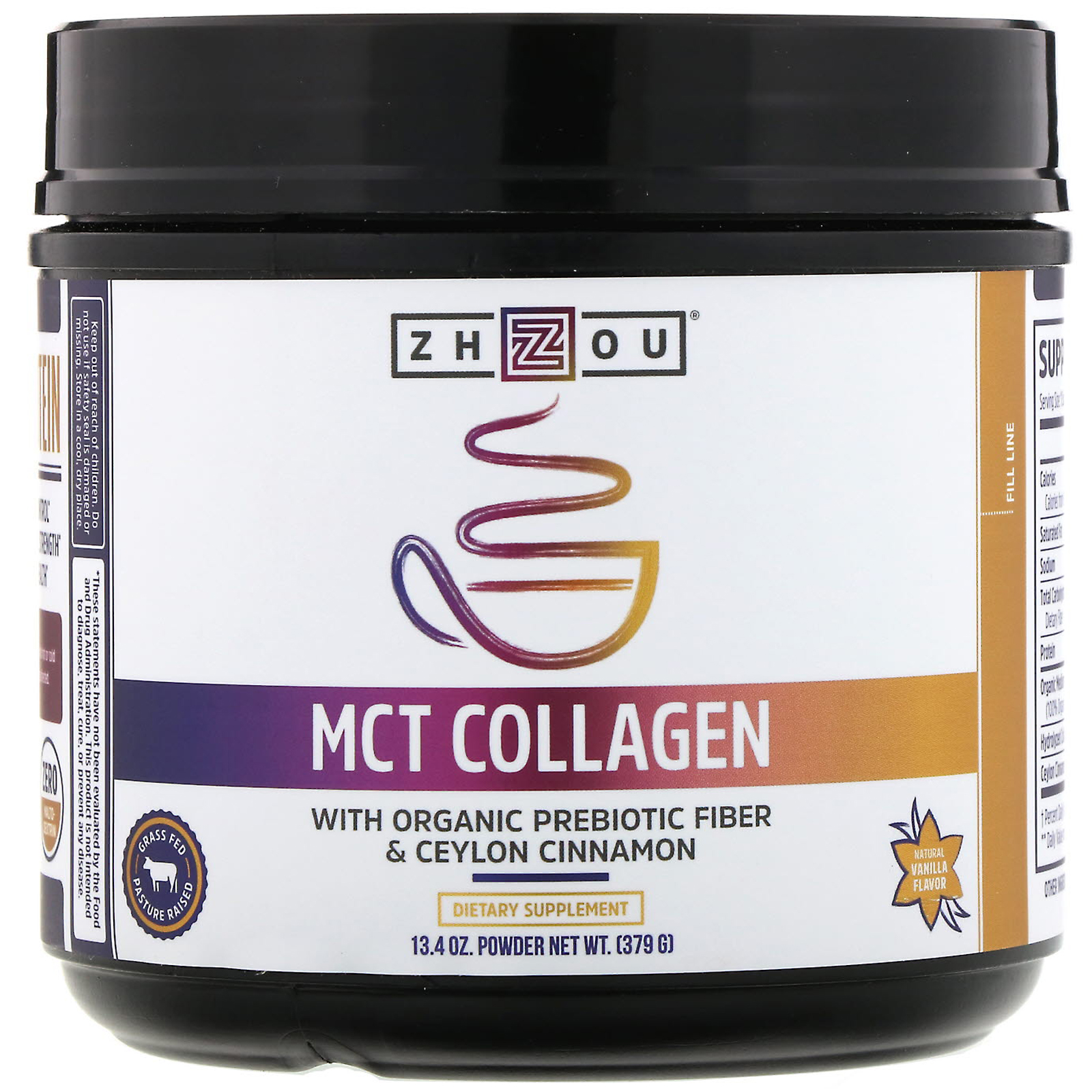 Comprar Zhou Nutrition, MCT Collagen, Natural Vanilla, 13.4 oz (379 g)