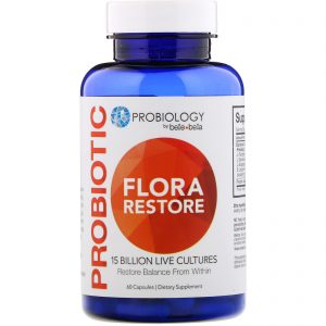 Comprar Belle+Bella, Probiology, Probiotic Flora Restore, 15 Billion CFU, 60 Capsules