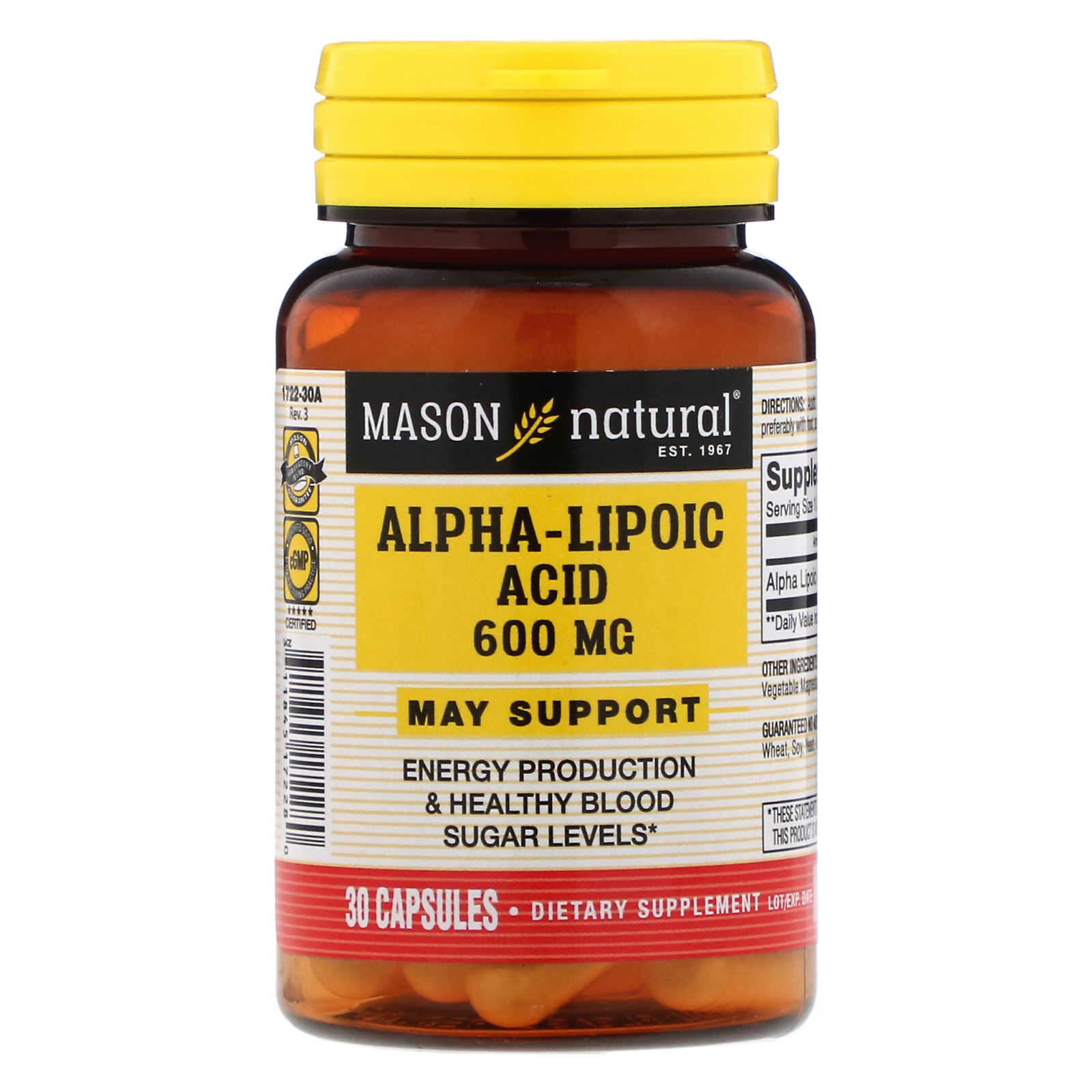 Comprar Mason Natural, Alpha-Lipoic Acid, 600 mg, 30 Capsules