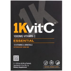 Comprar 1Kvit-C, Vitamin C, Essential, Effervescent Drink Mix, Natural Orange Flavor, 1,000 mg , 3 Packets, 0.24 oz (6.90 g) Each