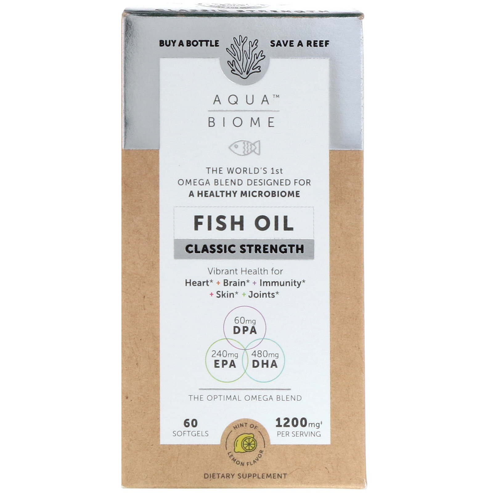 Comprar Enzymedica, Aqua Biome, Fish Oil, Classic Strength, Lemon Flavor, 1,200 mg, 60 Softgels